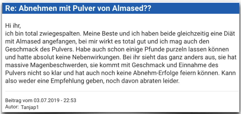 Almased Erfahrungsbericht Bewertung Erfahrungen Almased