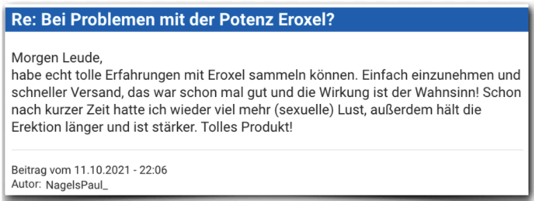 Eroxel Erfahrungsbericht Bewertung Erfahrungen Eroxel