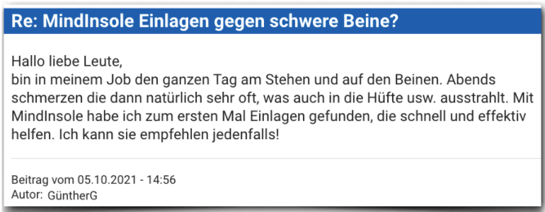 MindInsole Erfahrungsbericht Bewertung Erfahrungen MindInsole