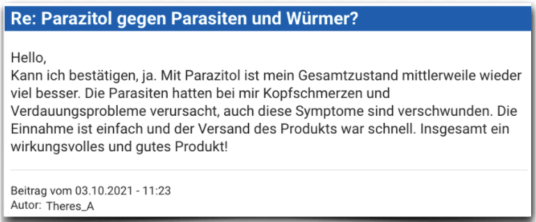 Parazitol Erfahrungsbericht Bewertung Erfahrungen Parazitol