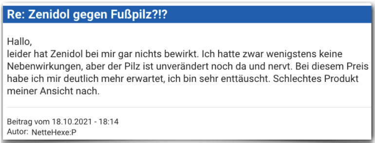 Zenidol Erfahrungsbericht Bewertung Erfahrungen Zenidol