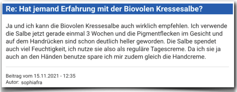 Biovolen Kressesalbe Erfahrung Erfahrungen Erfahrungsbericht Bewertung Biovolen Kressesalbe