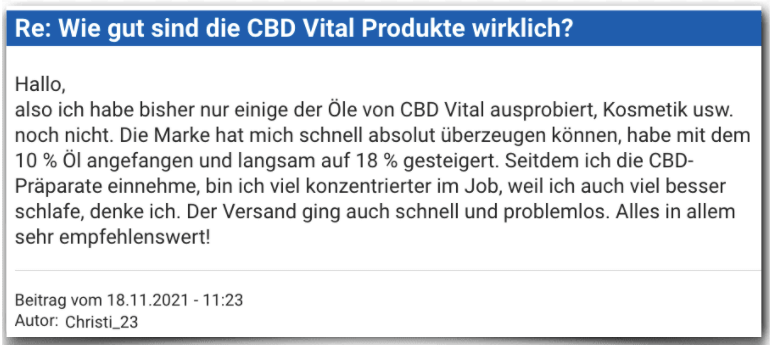 CBD Vital Erfahrungsbericht Bewertung Erfahrungen CBD Vital