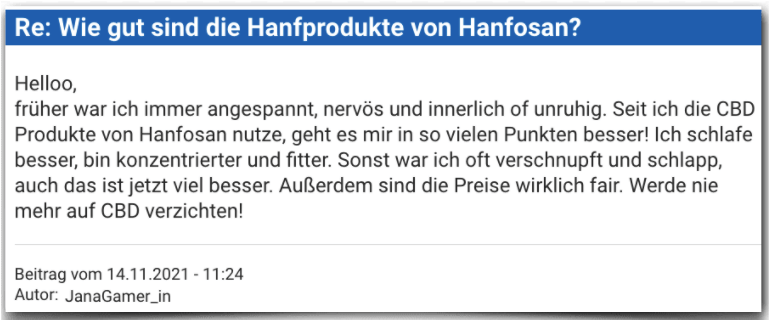 Hanfosan Erfahrungsbericht Bewertung Erfahrungen Hanfosan