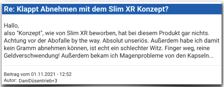 Slim XR Erfahrungsbericht Bewertung Erfahrungen Erfahrung Slim XR