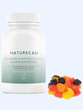 Naturecan vegane CBD Fruchtgummis Abbild Tabelle