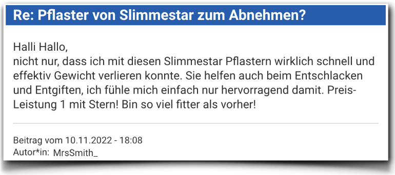 Slimmestar Erfahrungsbericht Bewertung Erfahrungen